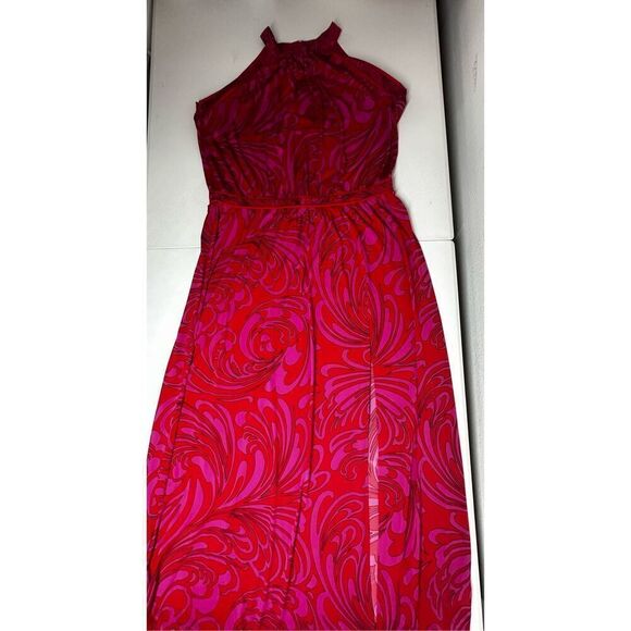 MICHAEL KORS Cynthia Paisley Halter Maxi Dress Radiant Pink Size 1X - Picture 10 of 16